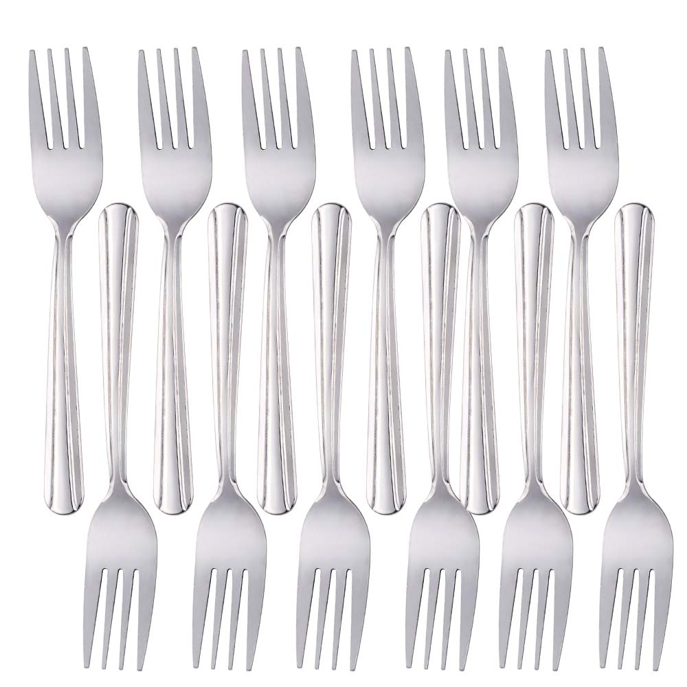 Salad Fork 6-Inch Tea Dessert Fork Stainless Steel Small Dinner Fork, BUY&USE Set of 12 Silverware