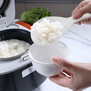 Cionyce 2PCS Plastic Rice Paddle Spoon Rice Scoop, Non-Stick Rice Spatula Rice Cooker Shovel Rice Serving Spoon 7.87 Inch (White E)