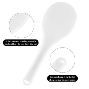 Cionyce 2PCS Plastic Rice Paddle Spoon Rice Scoop, Non-Stick Rice Spatula Rice Cooker Shovel Rice Serving Spoon 7.87 Inch (White E)