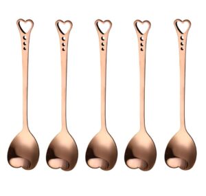 10-piece heart-shaped stainless steel dessert spoon set for home, restaurant, cafe, and bar - elegant design, multi-functional usage, and durable quality rose gold