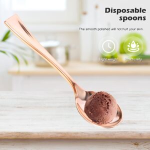 Plastic Spoons Mini Disposable Spoon: Cabilock 24 Pcs Rose Gold Serving Spoon 3.8 inch Dessert Spoon Small Spoons for Dessert, Sampling Appetizers, Honey, Parties, Picnics