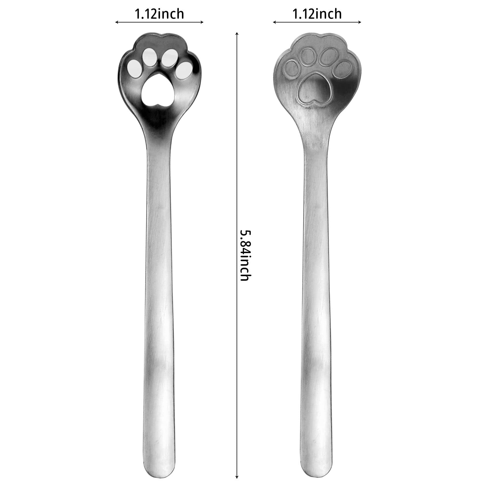 Cat Paw Spoon Stainless Steel Coffee Spoons Teaspoon Decoration Spoon Espresso Spoons Stirring Spoon for Dessert Ice-cream Cake Coffee Appetizer Set of 2