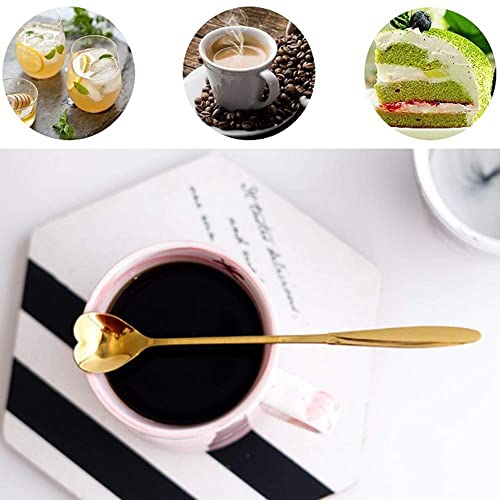 Stainless Steel Tableware Creative Flower Coffee Spoon, Sugar Spoon, Stirring Spoon, Mixing Spoon, Stir Bar Spoon, Tea Spoon, Ice Tea Spoon for Tea, Cake, Dessert Ice Cream Spoon, Set of 4, (Gold - 4)