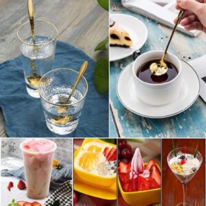 Stainless Steel Tableware Creative Flower Coffee Spoon, Sugar Spoon, Stirring Spoon, Mixing Spoon, Stir Bar Spoon, Tea Spoon, Ice Tea Spoon for Tea, Cake, Dessert Ice Cream Spoon, Set of 4, (Gold - 4)