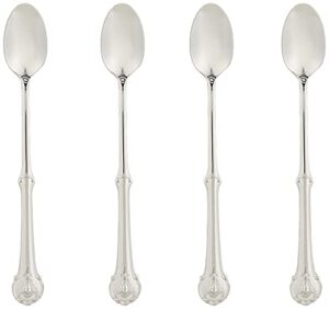 wallace napoleon bee 18/10 stainless steel iced beverage spoon, set of 4, silver