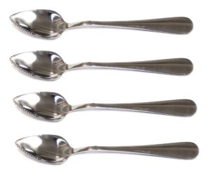 chef craft set of 4 stainless steel grapefruit spoons, serrated edges, silver