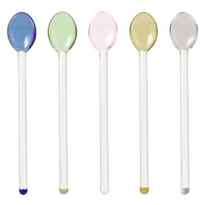 generic 5pcs glass stirring spoons heat resistant mixing rod for coffee tea yogurt ice cream cocktail cold drink salt sugar appetizers and desserts