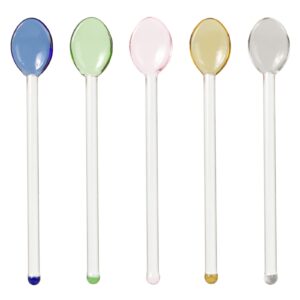 Generic 5Pcs Glass Stirring Spoons Heat Resistant Mixing Rod For Coffee Tea Yogurt Ice Cream Cocktail Cold Drink Salt Sugar Appetizers And Desserts