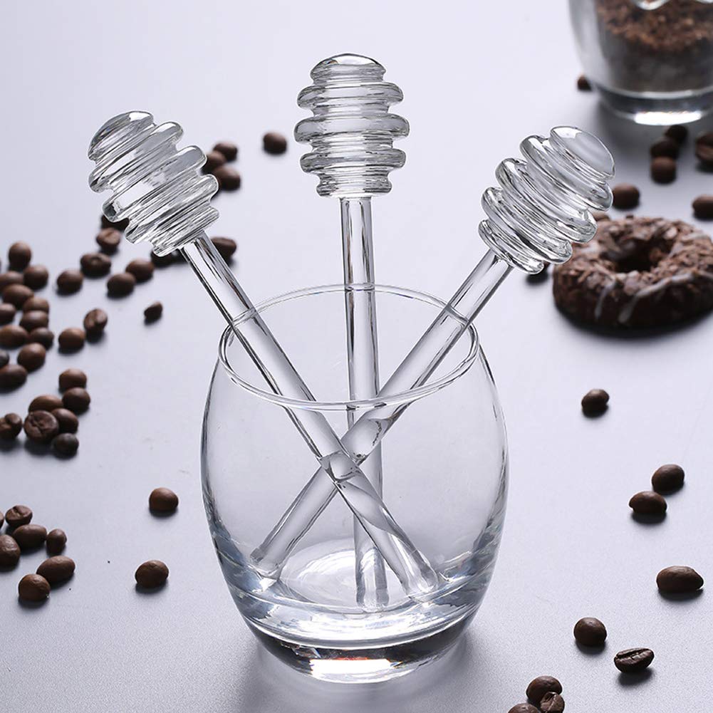 2Pcs 6" Glass Honey Dipper Sticks Stirring Sticks Server Honey Spoon Dipper Stirrer Honey Wand for Honey Pot Jar Containers Honey Dispense Drizzle, Clear