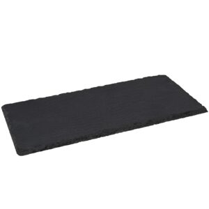 PINGEUI 8 PCS 9 x 6 Inches Black Slate Cheese Board, Rectangular Slate Stone Serving Plates with Natural Edge, Modern Slate Cheese Platter Tray Cutting Board for Cheese, Appetizer, Sushi, Charcuterie