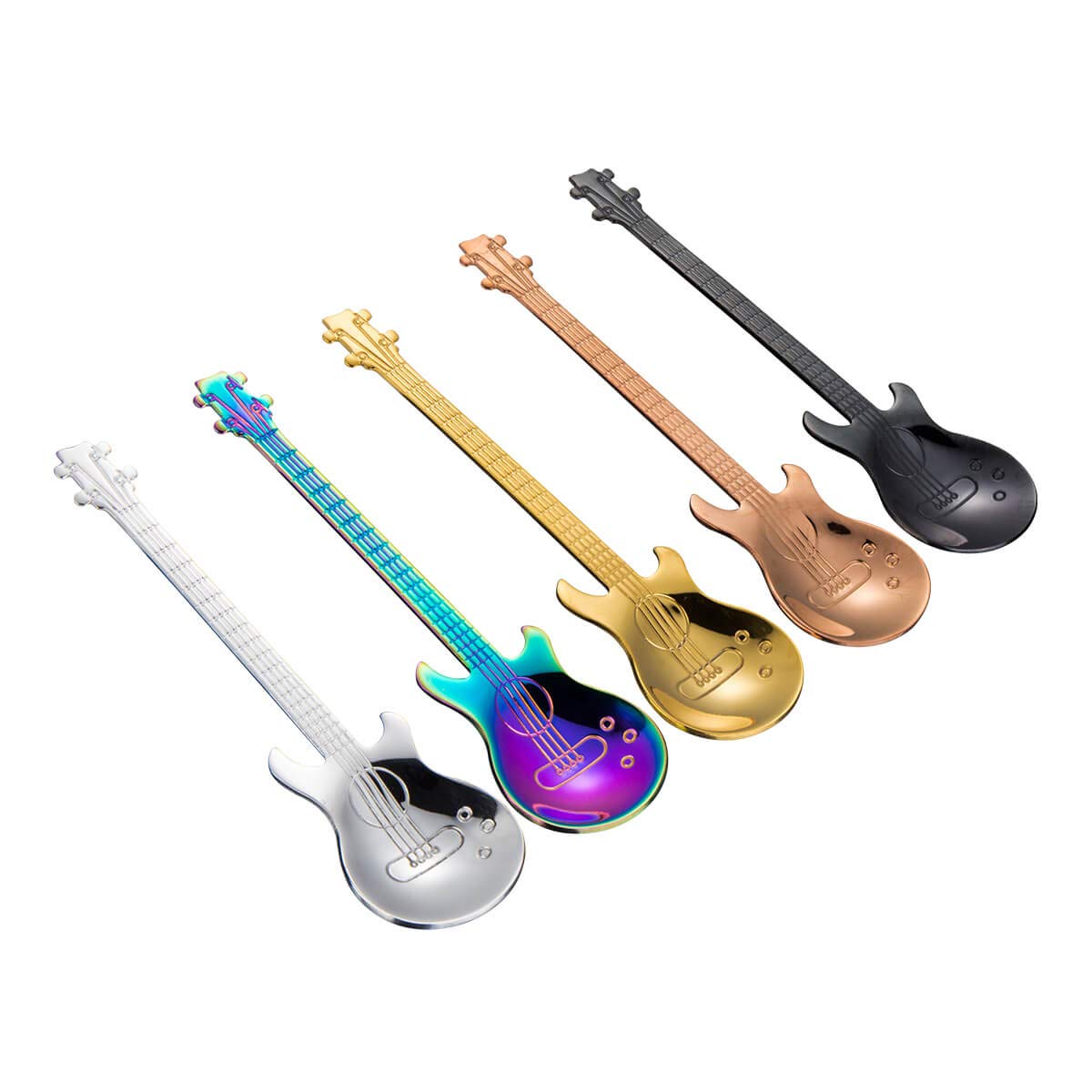 Guitar Spoon Set Stainless Steel Coffee Spoon - Demitasse Espresso Spoons 5pcs Solike