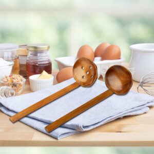 EOPER 4 Pieces Handcrafted 8.5 in Long Handle Wooden Ramen Soup Spoon Kitchen Utensils