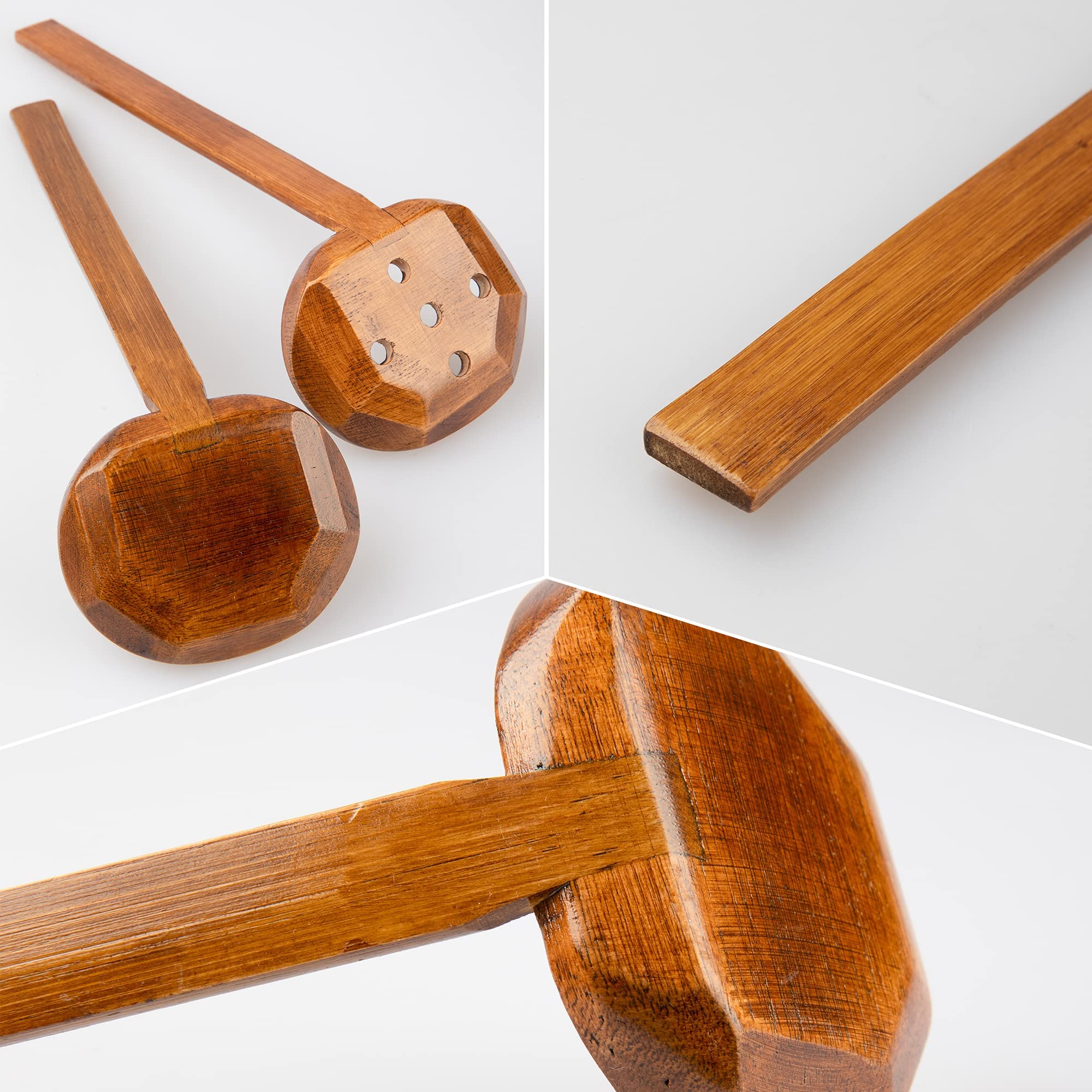 EOPER 4 Pieces Handcrafted 8.5 in Long Handle Wooden Ramen Soup Spoon Kitchen Utensils