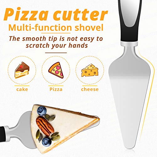 KUFUNG Pizza Sever, Stainless Steel Pizza Pastry Server, Pizza Cutter Shovel with Non Slip Handle for Pizza, Pies, Waffles and Dough Cookies, Easy to Use and Clean (2.4x5 inch(Triangle), Black)
