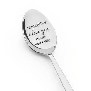 mom gifts spoons from daughters sons remember i love you mom mother's day birthday gift for mother mom mummy spoon engraved coffee dessert butter spoon for mama christmas gifts