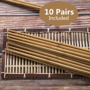 Bamboo Chopsticks Reusable Dishwasher Safe Natural Chinese Health Wooden Bamboo Chopsticks,Long 10 Pairs Sets for Restaurant Home Use Premium Material