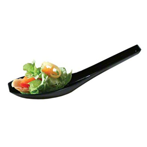 zappy 200 Black Disposable Plastic Chinese Spoon Asian Soup Spoons for Appetizer, Ramen, Pho Spoon Dessert Spoon Tasting spoons & Sample Spoon