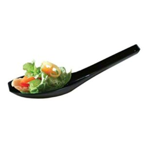 zappy 200 black disposable plastic chinese spoon asian soup spoons for appetizer, ramen, pho spoon dessert spoon tasting spoons & sample spoon