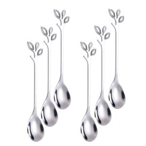 turbokey demitasse espresso spoons, 4.7 inches coffee spoon stainless steel mini coffee spoons set of 6, small spoons for dessert,tea,appetizer,party supplies (6 spoons-silver)