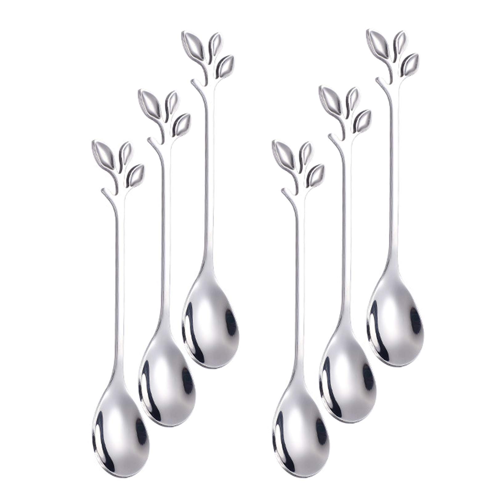 Turbokey Demitasse Espresso Spoons, 4.7 Inches Coffee Spoon Stainless Steel Mini Coffee Spoons Set of 6, Small Spoons for Dessert,Tea,Appetizer,Party Supplies (6 Spoons-Silver)