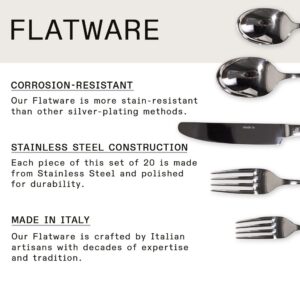 Made In Cookware - Flatware Set - 4 Place Settings (20 Piece Set) - Crafted In Italy