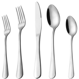 silverware set, 40-piece flatware set, stainless steel home kitchen hotel restaurant tableware cutlery set, service for 8,include knife/fork/spoon,mirror polished, dishwasher safe
