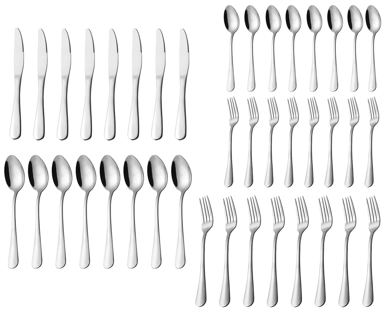 Silverware Set, 40-Piece Flatware Set, Stainless Steel Home Kitchen Hotel Restaurant Tableware Cutlery Set, Service for 8,Include Knife/Fork/Spoon,Mirror polished, Dishwasher Safe