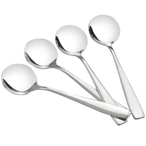 hommp 16-piece soup spoons, round stainless steel bouillon spoons
