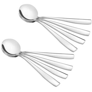 HOMMP 16-Piece Soup Spoons, Round Stainless Steel Bouillon Spoons