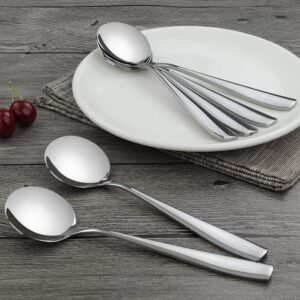 HOMMP 16-Piece Soup Spoons, Round Stainless Steel Bouillon Spoons