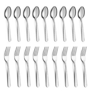 bewos 48 pieces forks and teaspoons silverware set, 24 pieces dinner forks (8.2 inch) and 24 pieces teaspoons (6.2 inch), food grade stainless steel, mirror polished, dishwasher safe