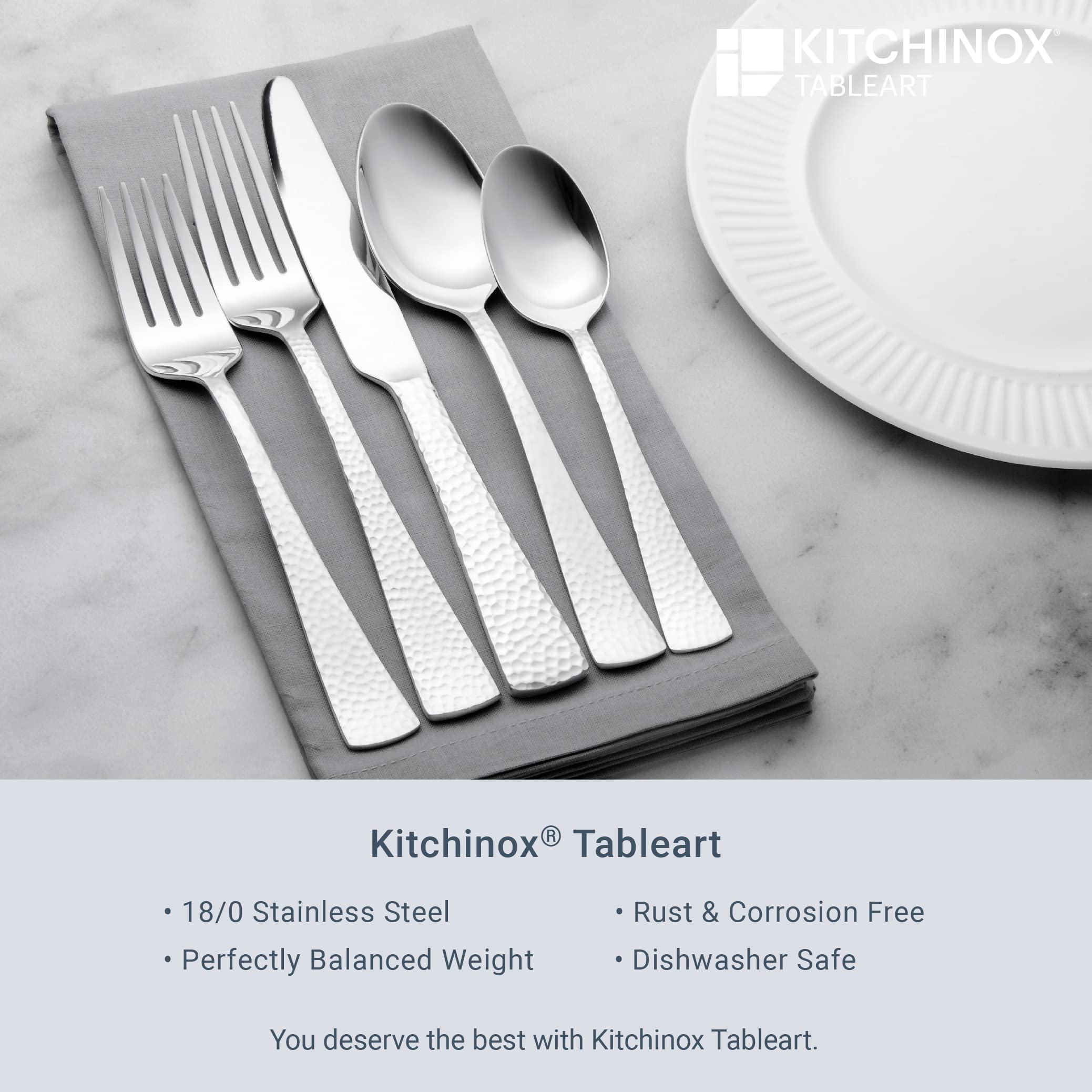 Kitchinox Perles 20-piece Stainless Steel Silverware Set, Flatware Service for 4