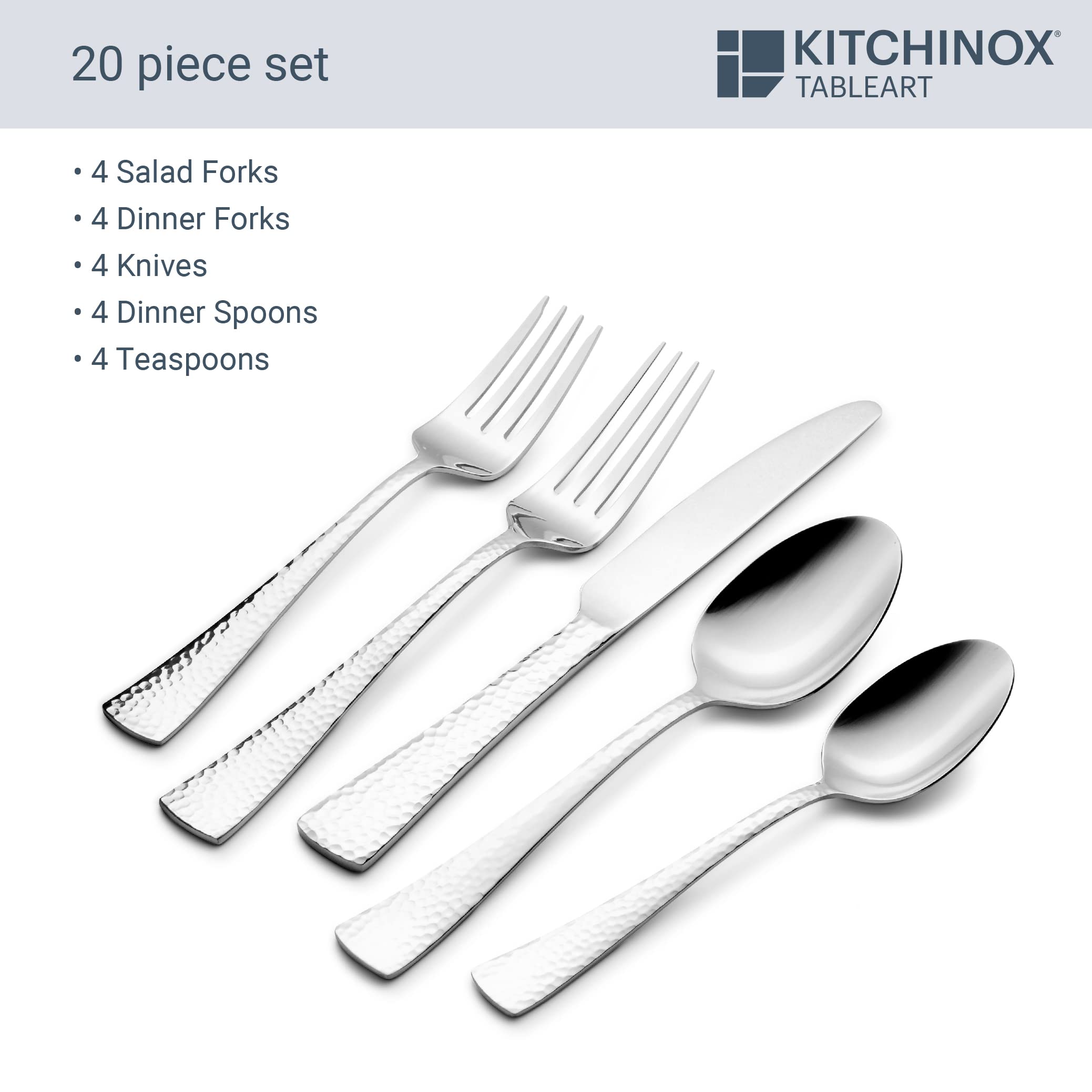 Kitchinox Perles 20-piece Stainless Steel Silverware Set, Flatware Service for 4