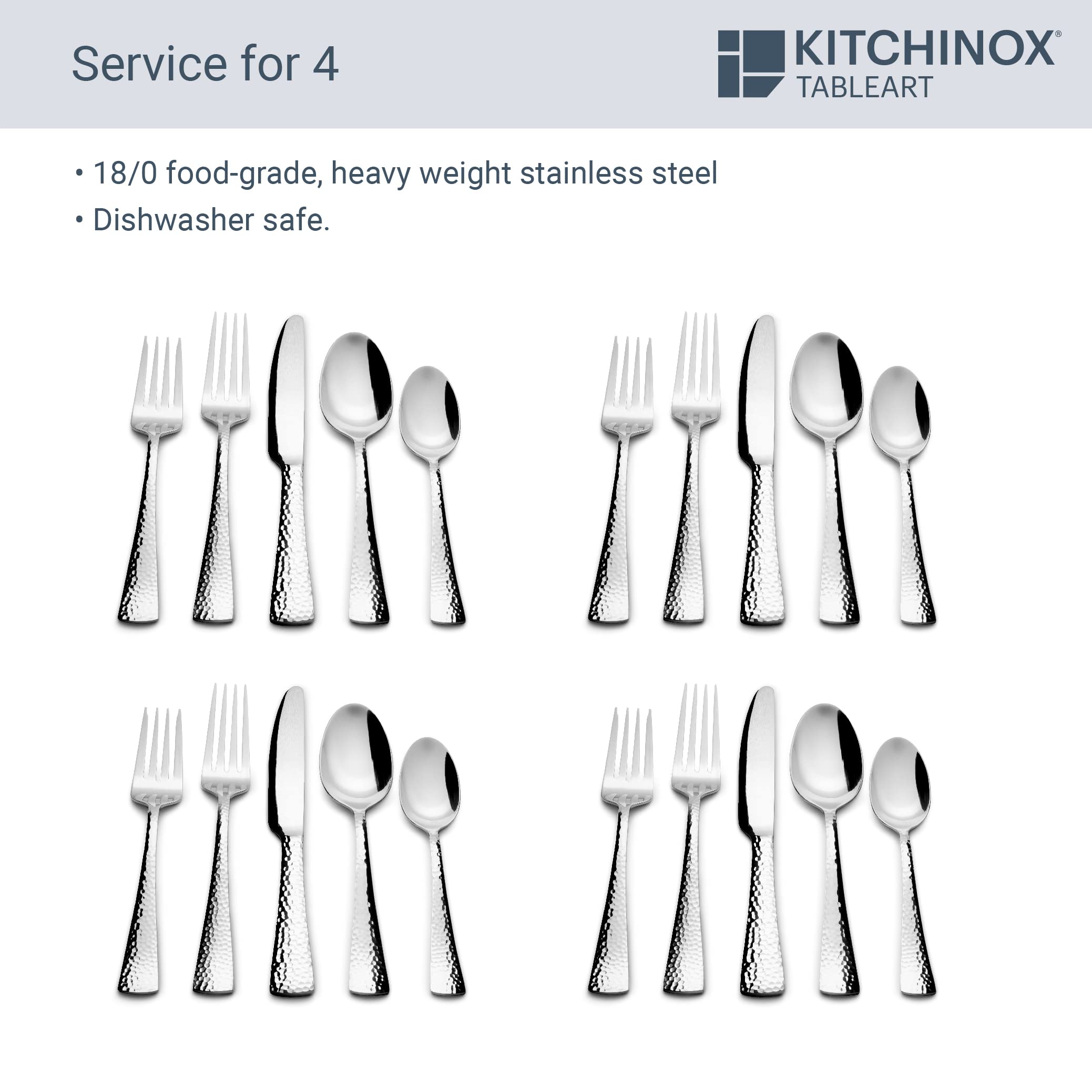 Kitchinox Perles 20-piece Stainless Steel Silverware Set, Flatware Service for 4