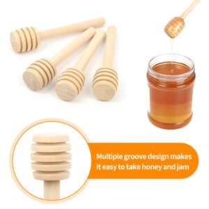 50 Pack 3 Inch Mini Wood Honey Dipper Sticks Set,Honey Stirrer Honey Wand for Honey Jar Dispense Drizzle Honey, 50 Pieces Honeybee Charm Pendants with Jute Rope for Honey Jar DIY Crafts