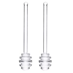 2 Pieces Glass Honey Stick 6 Inch Honey Spoon Dipper Stick Honey Jam Syrup Stirring Wand for Honey Jar Dispense Drizzle