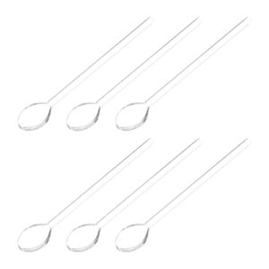 doitool glass coffee spoon stirring spoon, rod mixing spoon long handle spoons, tea stirrers clear petite teaspoons heat resistant for tea sugar bar party- clear, set of 6