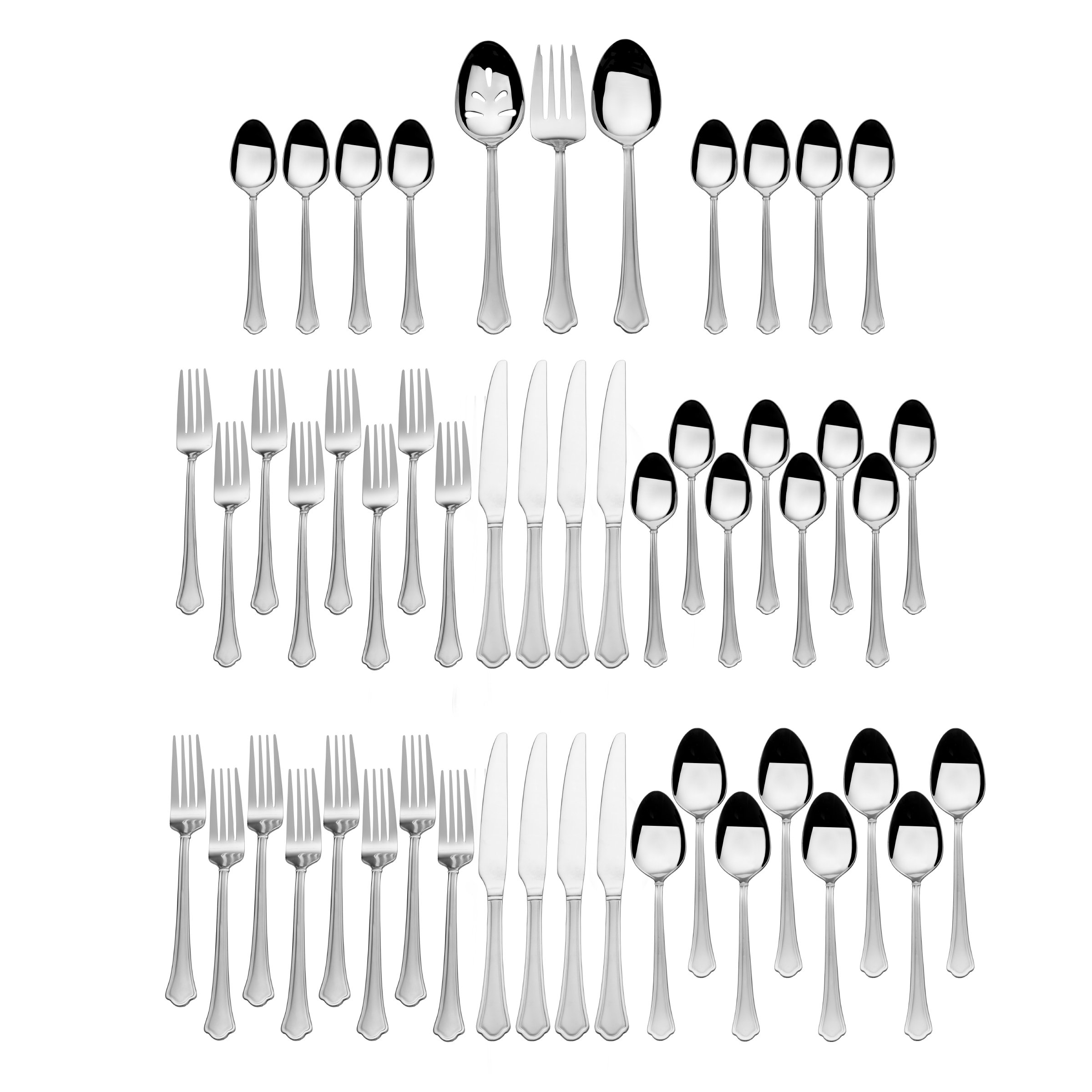 International Silver Adventure 51-Piece Stainless Steel Flatware Set with Serving Utensils and Extra Teaspoons, Service for 8