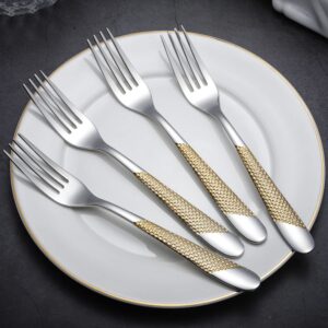 Dinner Forks Set of 4 Stainless Steel Forks Silverware Flatware Dessert Forks for Home Kitchen Restaurant