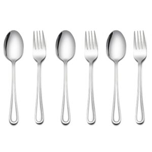 lianyu 6-piece kids silverware set, 3 kid spoon, 3 kid fork, stainless steel toddler utensils flatware set, child cutlery tableware set, mirror finished, dishwasher safe
