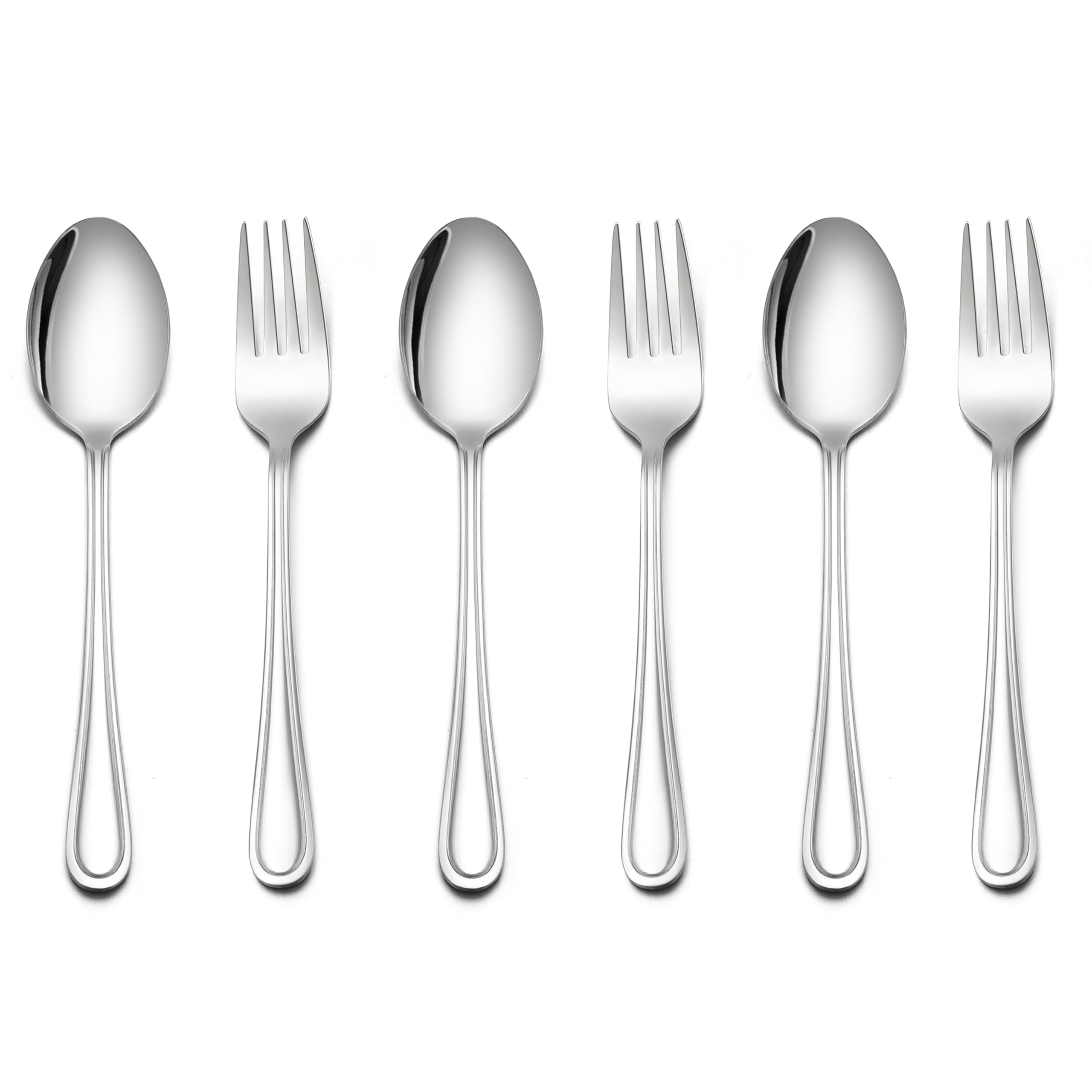 LIANYU 6-Piece Kids Silverware Set, 3 Kid Spoon, 3 Kid Fork, Stainless Steel Toddler Utensils Flatware Set, Child Cutlery Tableware Set, Mirror Finished, Dishwasher Safe