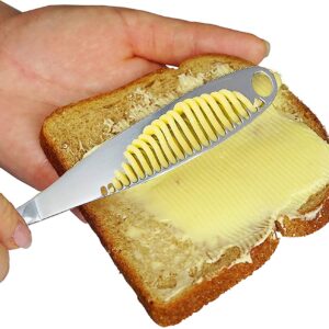 Sophix Butter Knife, Elegant Gift Butter Knife Spreader with Holes, Stainless Steel Easy Spread Butter Knife & Curler that makes the Butter Spread better | 3 in 1 Kitchen Gadget