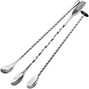 jetkong 4 pcs bar spoons cocktail mixing spoon 12-inch bar stirring spoon stainless steel cocktail stirrer, long handle drink stirrers cocktail spoons