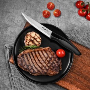 Slege Steak Knives Set of 8, Serrated Stainless Steel Knives with Gift Box, Dishwasher Safe - Classic Black