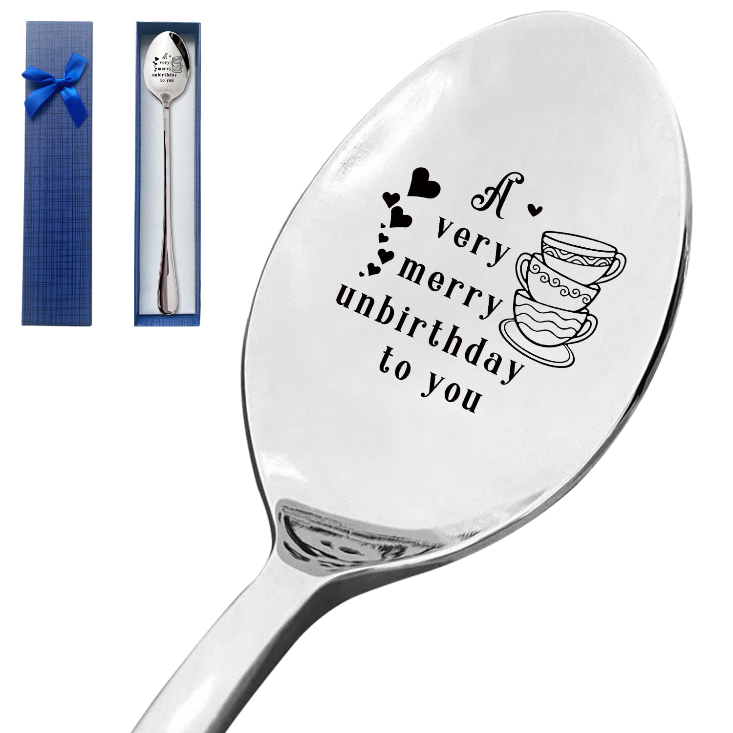 HSSPIRITZ A very Merry Unbirthday to You Funny Engraved Stainless Steel Spoon,Best Ice Cream Coffee Tea Dessert Spoon Gifts for Coffee Lover Teen Kids Men Women Birthday Graduation Christmas Gifts