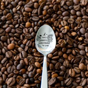 HSSPIRITZ A very Merry Unbirthday to You Funny Engraved Stainless Steel Spoon,Best Ice Cream Coffee Tea Dessert Spoon Gifts for Coffee Lover Teen Kids Men Women Birthday Graduation Christmas Gifts