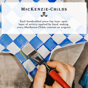 MACKENZIE-CHILDS Royal Check Enamel Salad Serving Set, Enamel Bowl and Wooden Salad Servers, Decorative Kitchen Dish