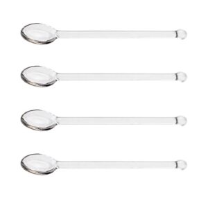 4 pcs clear glass tea spoon glass stirring spoon stick long handle coffee stirrer iced tea spoon glass stirring spoon for cocktail tea dessert appetizer cold drink home bar party gathering