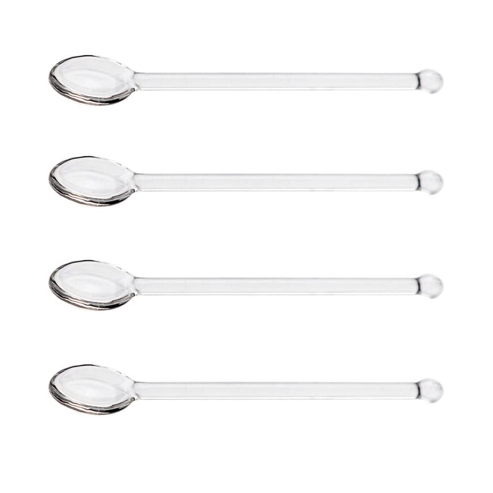 4 Pcs Clear Glass Tea Spoon Glass Stirring Spoon Stick Long Handle Coffee Stirrer Iced Tea Spoon Glass Stirring Spoon for Cocktail Tea Dessert Appetizer Cold Drink Home Bar Party Gathering