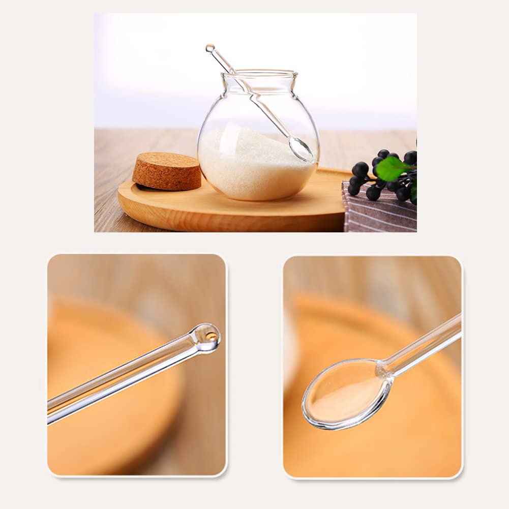 4 Pcs Clear Glass Tea Spoon Glass Stirring Spoon Stick Long Handle Coffee Stirrer Iced Tea Spoon Glass Stirring Spoon for Cocktail Tea Dessert Appetizer Cold Drink Home Bar Party Gathering